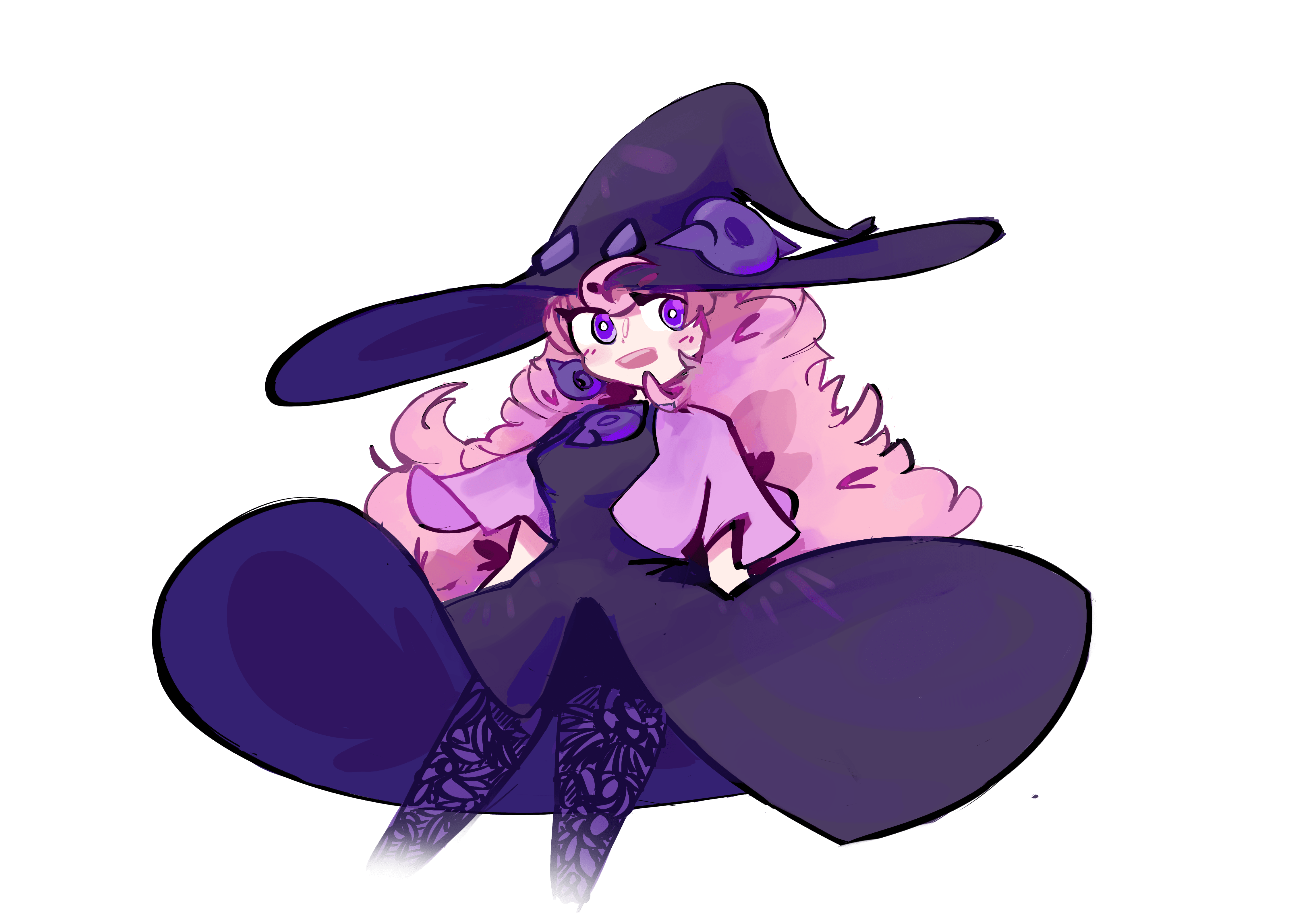 A witch sitting at a table